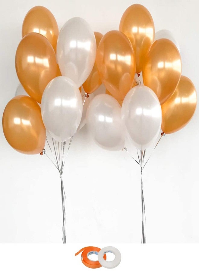 AMFIN® (Pack of 50) 10 inch Metallic Balloons Orange and White for Birthday Decoration, Decoration for Weddings, Engagement, Baby Shower, Anniversary Party, Theme - Orange & White - Image 2